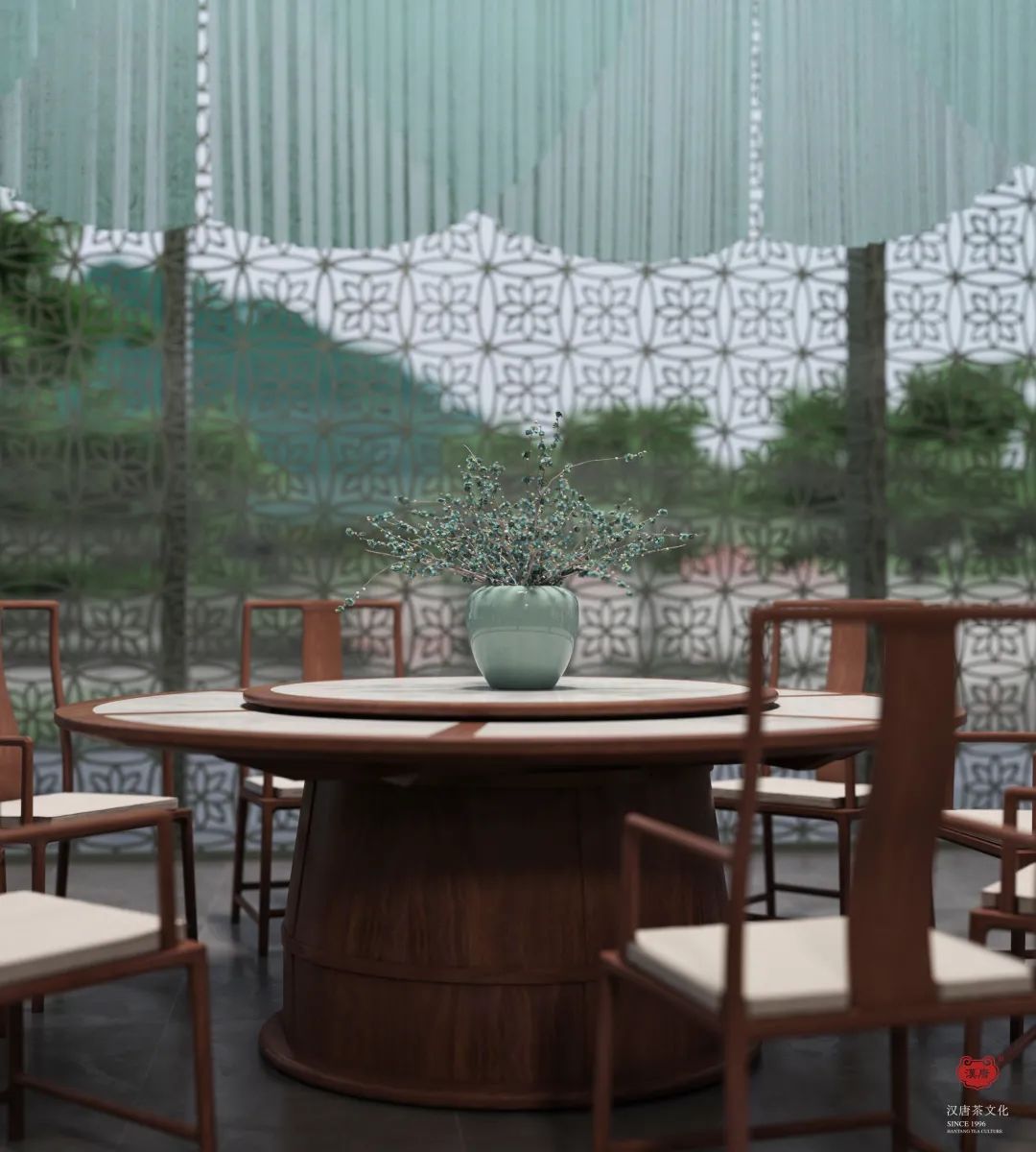 花园餐厅 | 以黑胡桃诠释工笔花鸟里的婉约审美插图8 花园餐厅 | 以黑胡桃诠释工笔花鸟里的婉约审美插图8